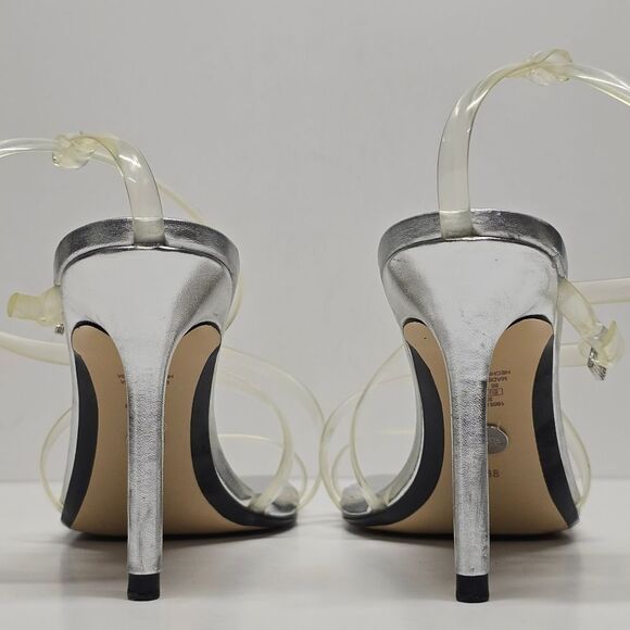 Zara Clear Invisible Vinyl Straps High Heel Strappy Sandals Women's 7.5 - Picture 8 of 10